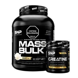 Combo Proteína MASS BULK SNP 6 lb Vainilla Gourmet + Creatina Monohidratada 300 g | 14 + 60 Servicios